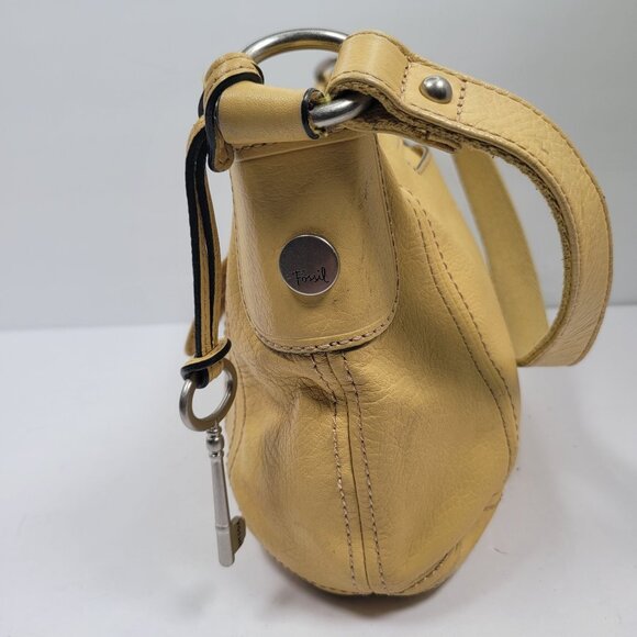 Vintage Fossil Long Live 1954 Women's Yellow Leather Strap Shoulder Bag - Picture 4 of 12